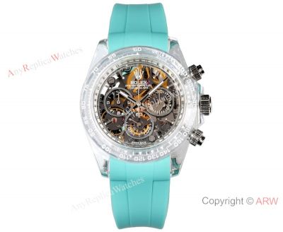 TW Factory Rolex Daytona 40*12.4mm Dandong 4802 Movement Mint Blue Rubber Band Watch